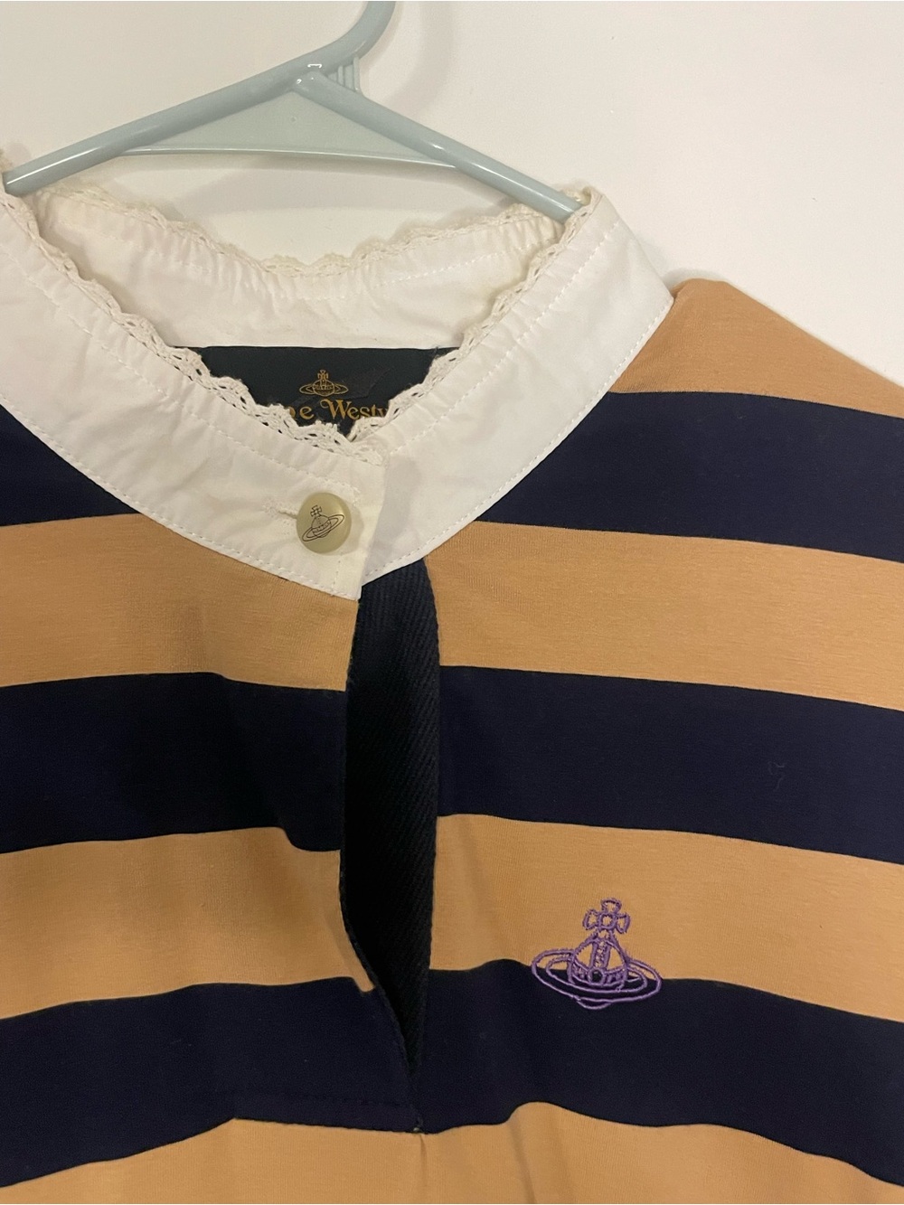 Vivienne Westwood Anglomania Striped Button Collar Top - Picture 2 of 6